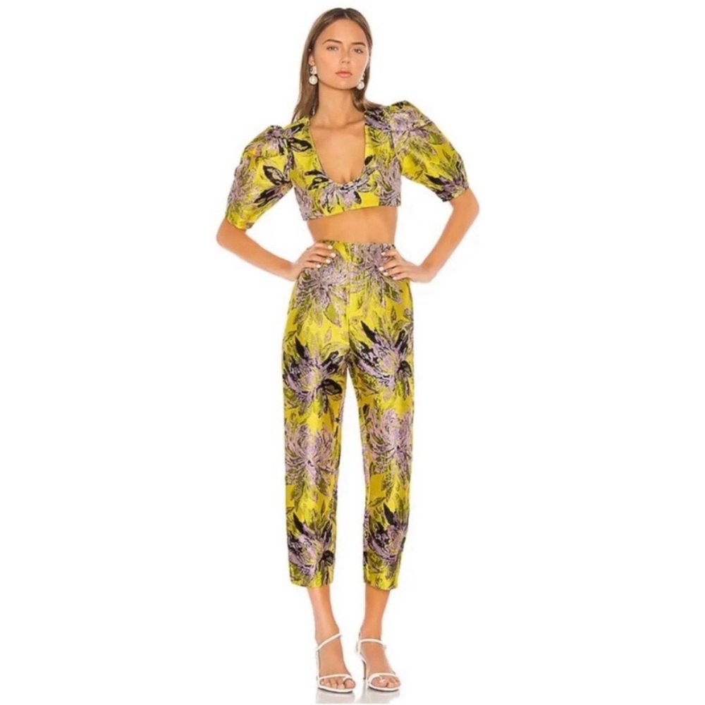 Camila Coelho Yellow and Purple Straight Leg Jumpsuit